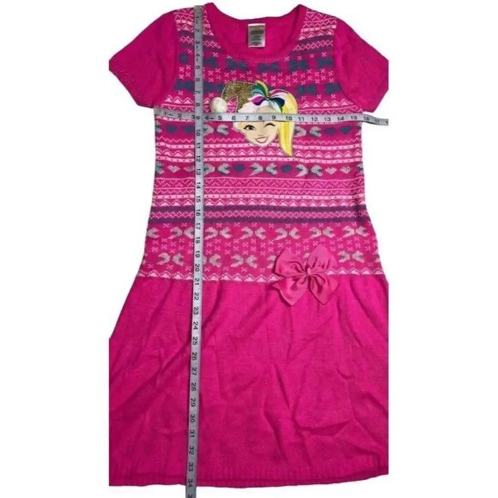 Girls JoJo Siwa Pink Short Sleeve Bow Sweater Dress Sz XL‎ 14/16 NEW